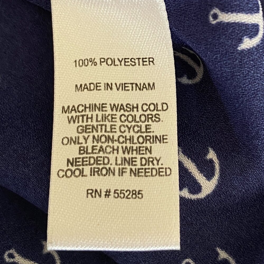 Express The Portofino Shirt Blue Nautical Anchor Print Roll Tab Coastal Preppy-L - Picture 14 of 15